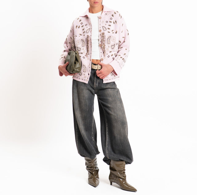 Tensione in-Giacca in maglia fantasia paisley - rosa/taupe
