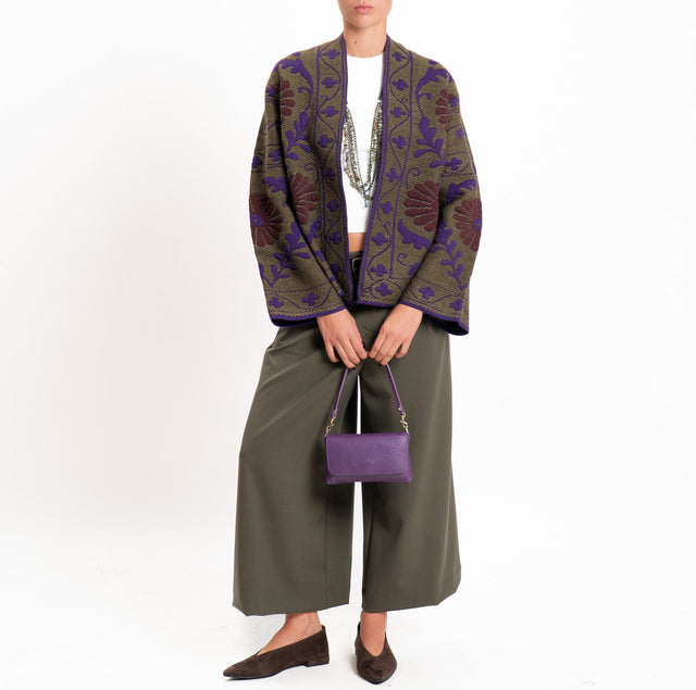 Tensione in-Cardigan jacquard misto alpaca - militare/viola/moro