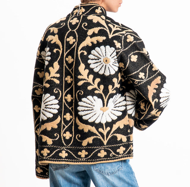 Tensione in-Cardigan jacquard misto alpaca - nero/camel/panna