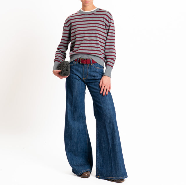 Tensione in-Maglia girocollo a righe - grigio/bordeaux