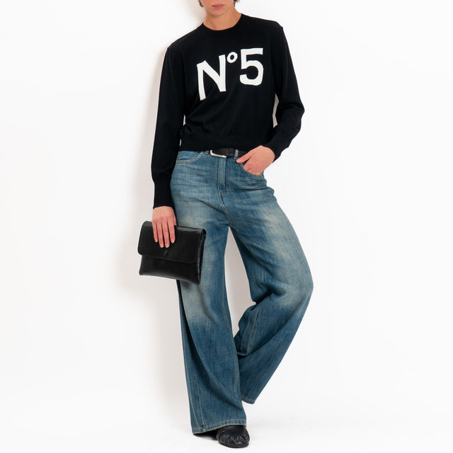 Tensione in-Maglia girocollo N 5 - nero/panna
