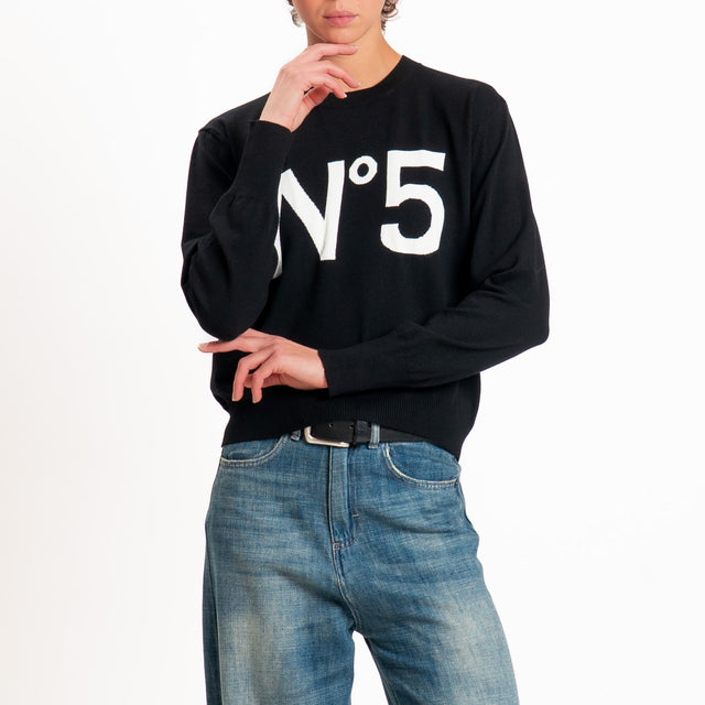 Tensione in-Maglia girocollo N 5 - nero/panna