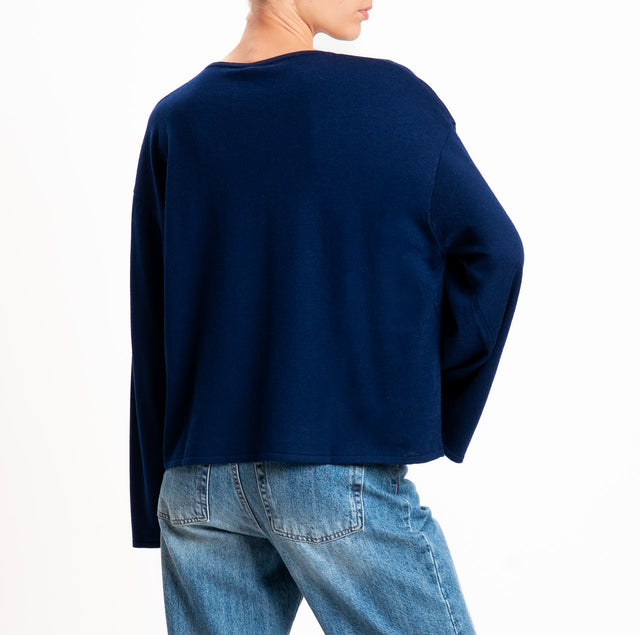 Tensione in-Maglia misto lana manica ampia - blu