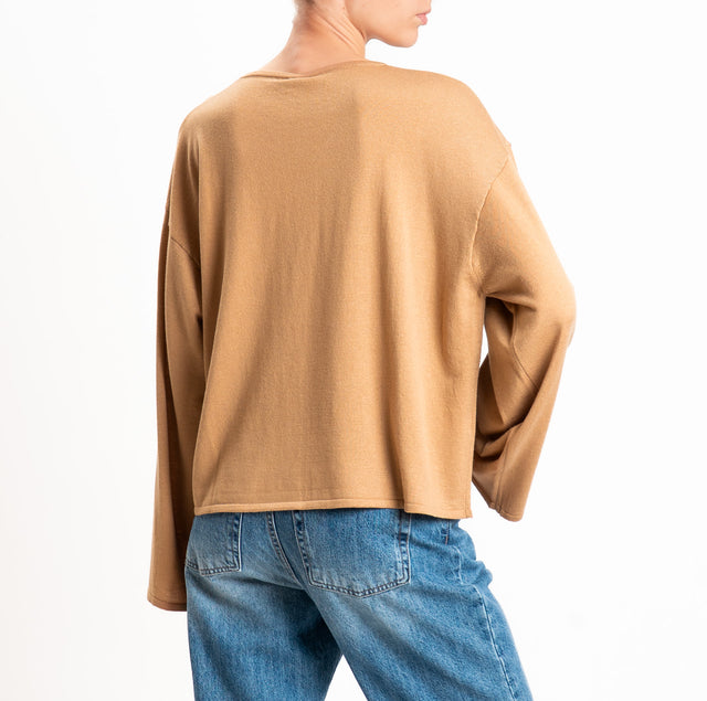 Tensione in-Maglia misto lana manica ampia - cammello