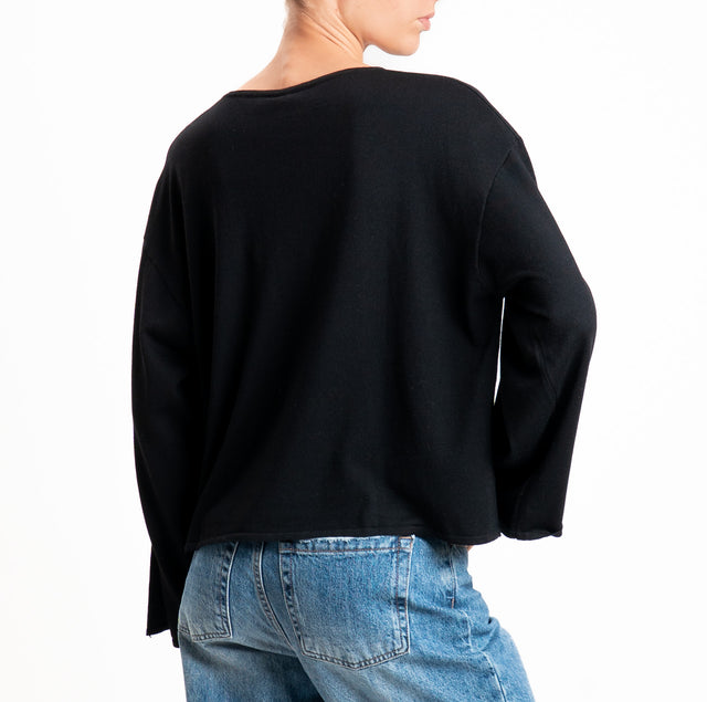 Tensione in-Maglia misto lana manica ampia - nero