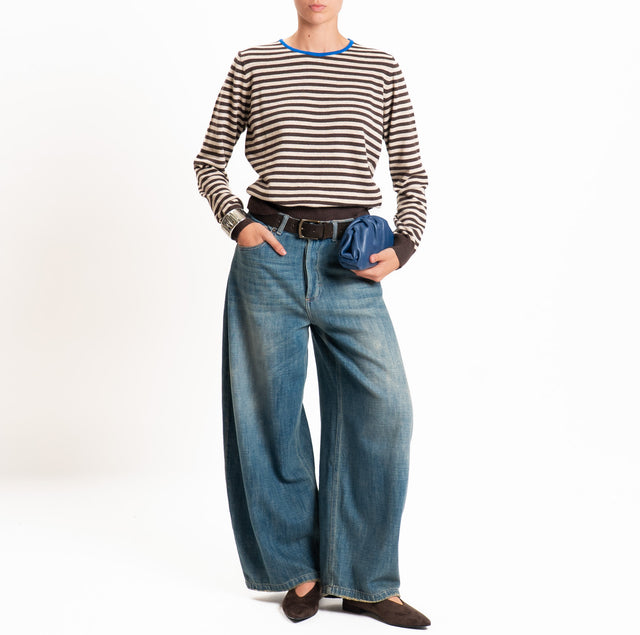 Tensione in-Maglia a righe misto cashmere - royal/moro/mastice