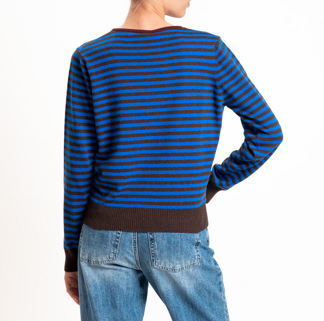 Tensione in-Maglia a righe misto cashmere - bordeaux/moro/royal