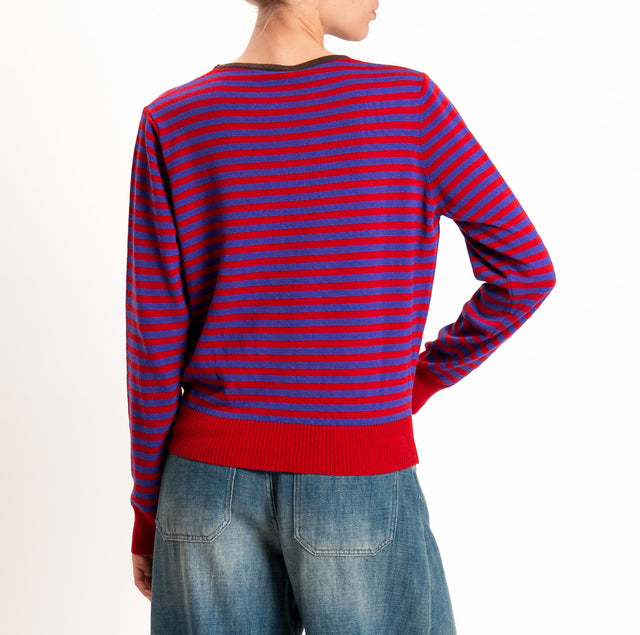 Tensione in-Maglia a righe misto cashmere - moro/rosso/viola