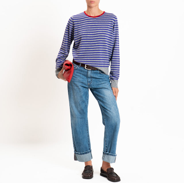 Tensione in-Maglia a righe misto cashmere - rosso/viola/grigio