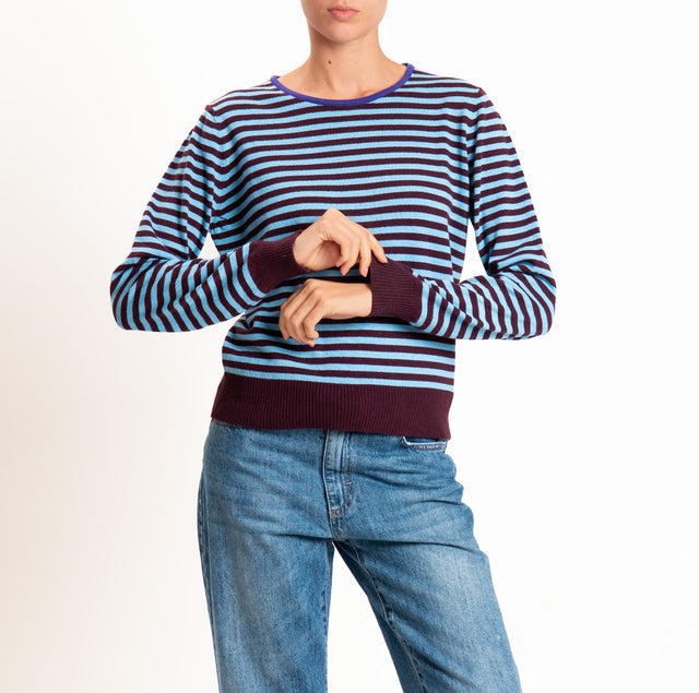 Tensione in-Maglia a righe misto cashmere - viola/bordeaux/azzurro