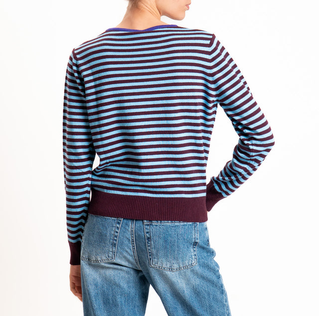 Tensione in-Maglia a righe misto cashmere - viola/bordeaux/azzurro