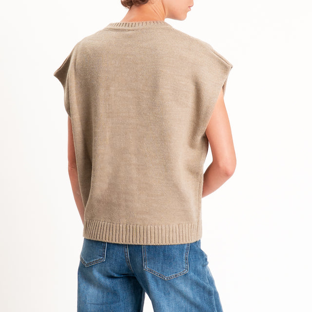 Tensione in- Gilet N.5 misto alpaca - cammello/giallo