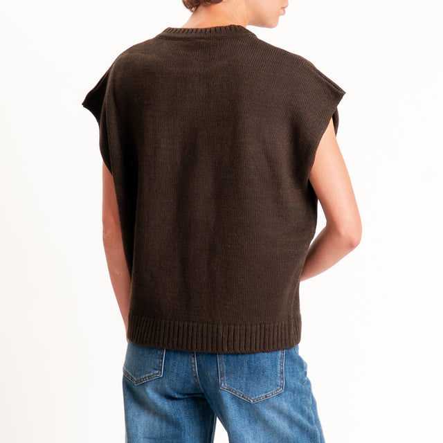 Tensione in- Gilet N.5 misto alpaca - moro/azzurro
