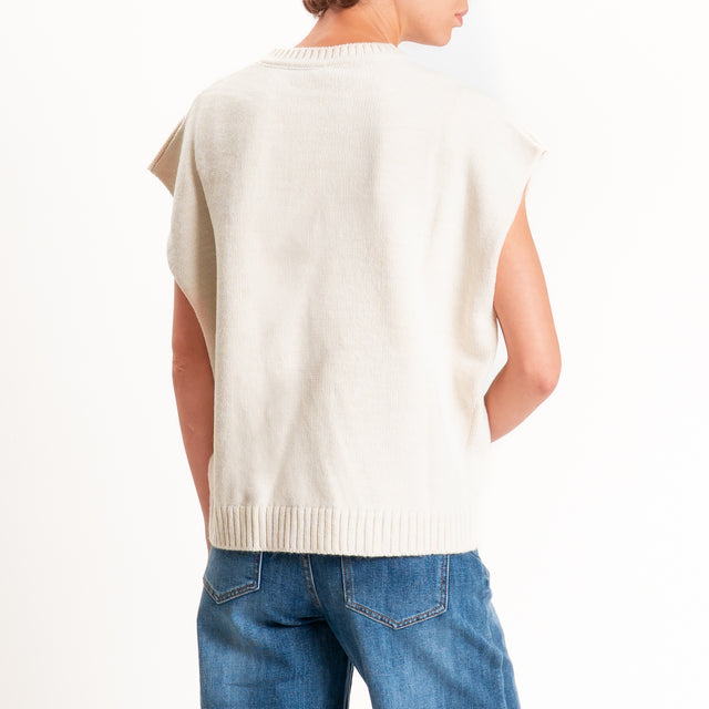 Tensione in- Gilet N.5 misto alpaca - panna/bordeaux