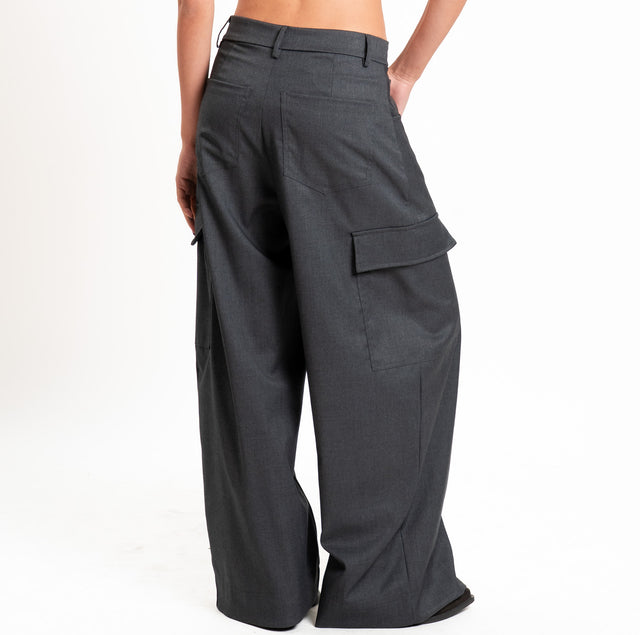 Tensione in-Pantalone cargo wide leg - antracite