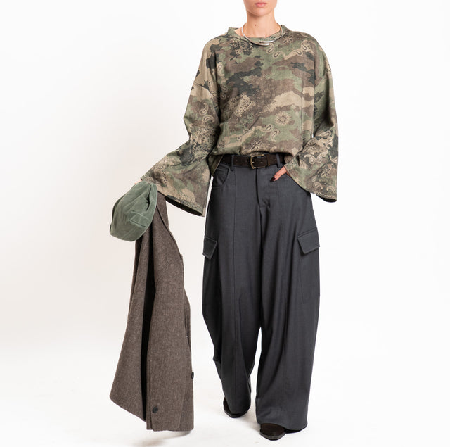 Tensione in-Pantalone cargo wide leg - antracite