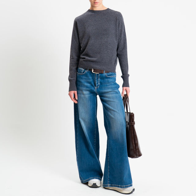 Tensione in-Maglia girocollo 100% LANA - antracite