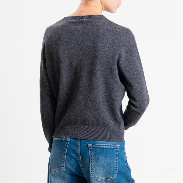 Tensione in-Maglia girocollo 100% LANA - antracite