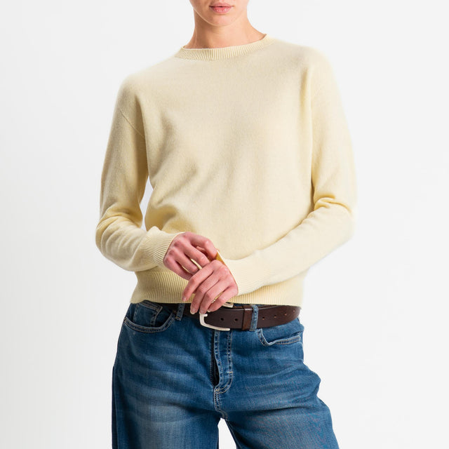 Tensione in-Maglia girocollo 100% LANA - giallo