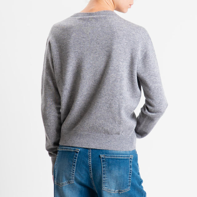 Tensione in-Maglia girocollo 100% LANA - grigio