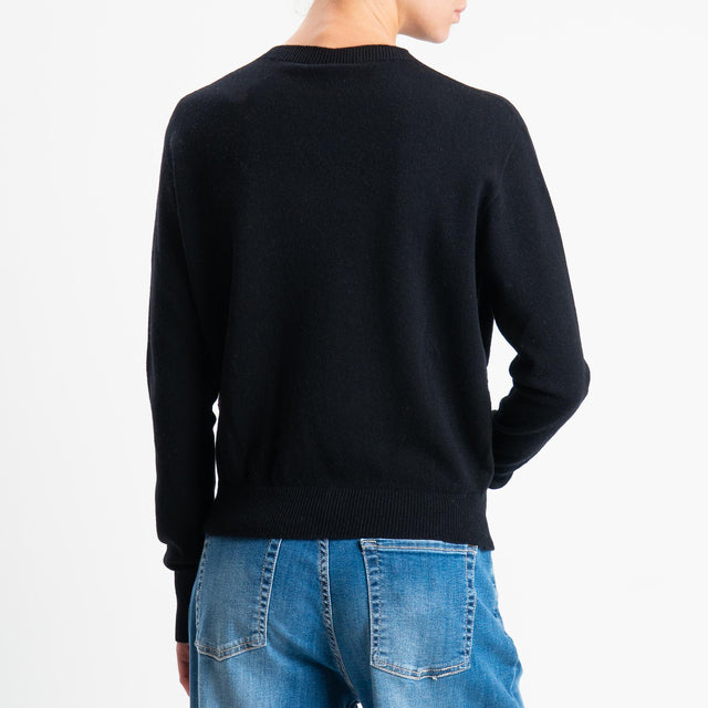 Tensione in-Maglia girocollo 100% LANA - nero