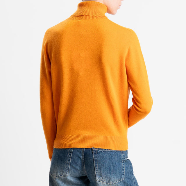 Tensione in-Maglia collo bordi a costine 100% LANA - arancio