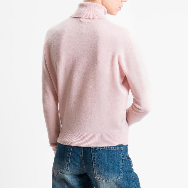 Tensione in-Maglia collo bordi a costine 100% LANA - rosa