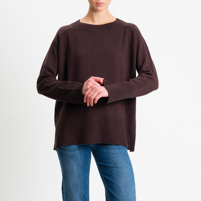 Tensione in-Maglia 100% lana spacchi dietro - moro