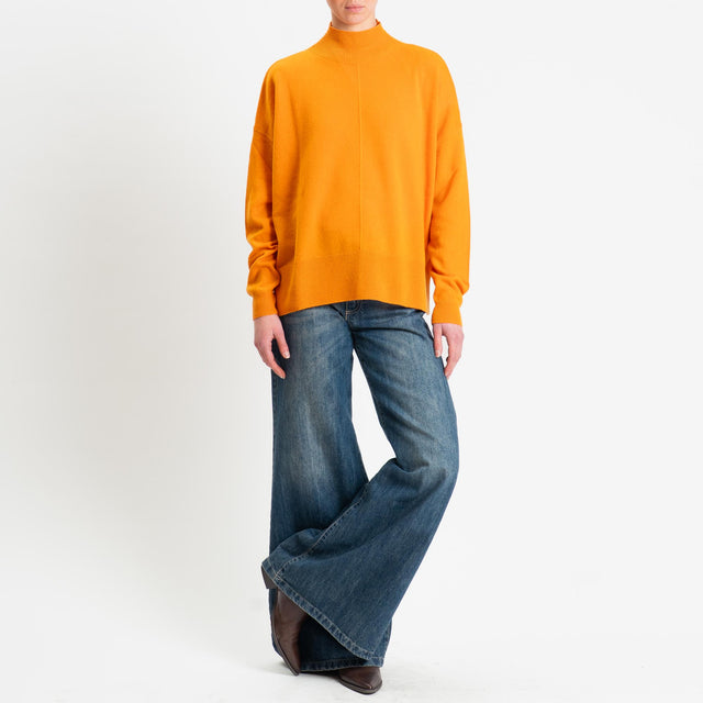 Tensione in-Maglia 100% LANA spacchi laterali - arancio