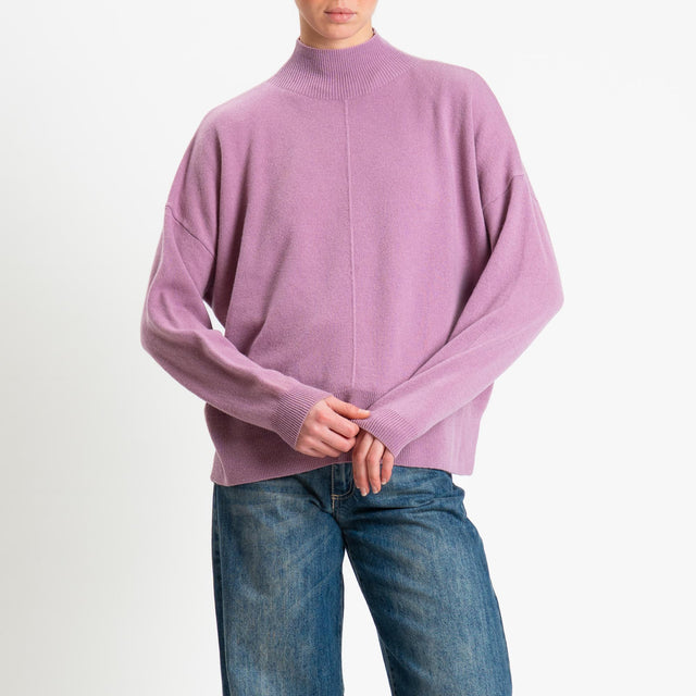 Tensione in-Maglia 100% LANA spacchi laterali - malva