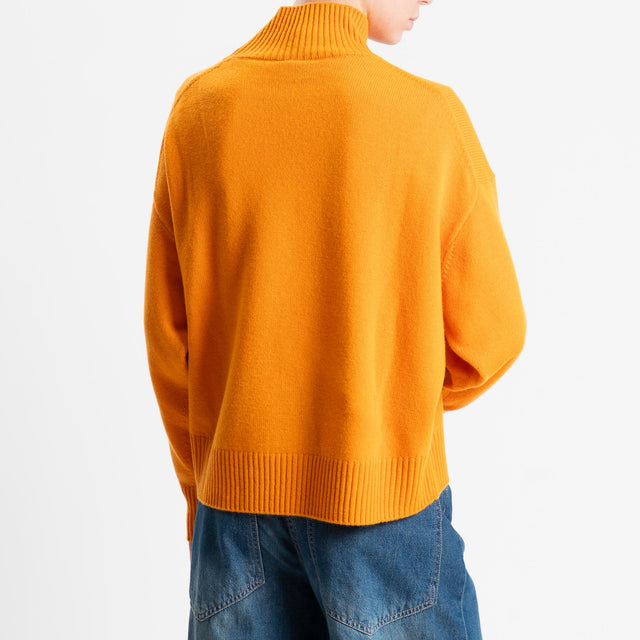 Tensione in-Maglia collo alto 100 % LANA - arancio