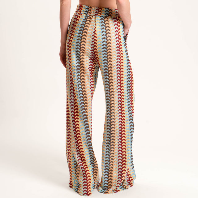 Tensione in-Pantalone fantasia optical elastico vita - azzuro/india/moro
