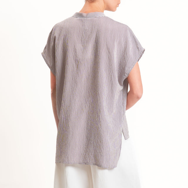 Tensione in-Camicia a righe taschino paillettes - moro/bianco/bronzo