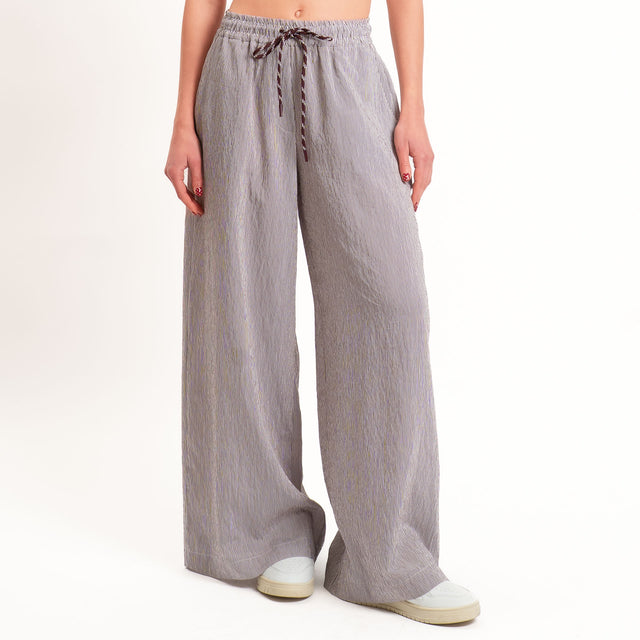 Tensione in-Pantalone a righe wide leg con coulisse - moro/bianco