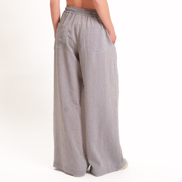 Tensione in-Pantalone a righe wide leg con coulisse - moro/bianco