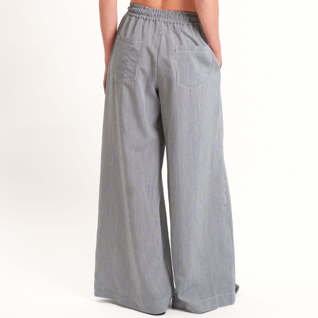 Tensione in-Pantalone a righe wide leg con coulisse - nero/bianco
