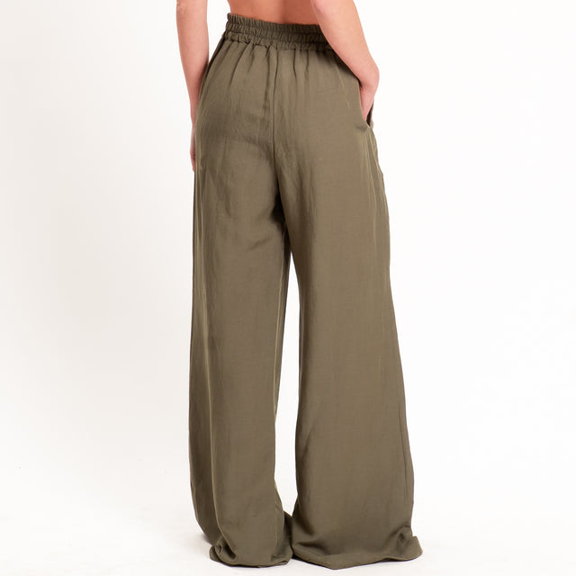 Tensione in-Completo top e pantalone misto lino - militare