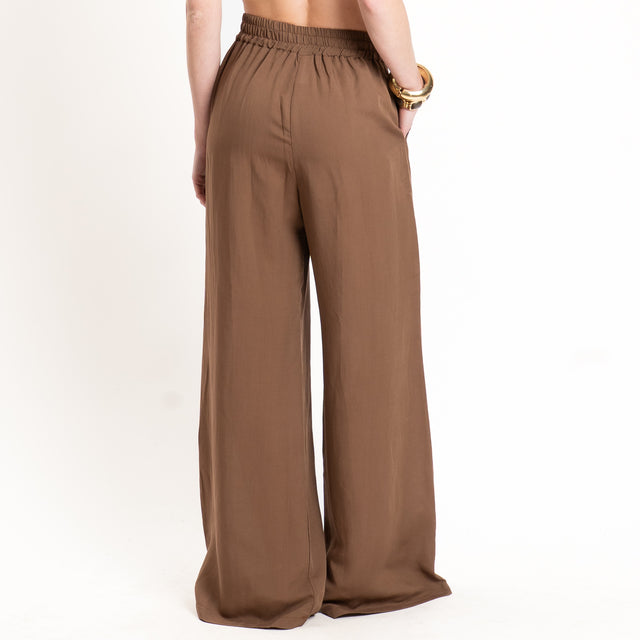 Tensione in-Completo top e pantalone misto lino - tabacco