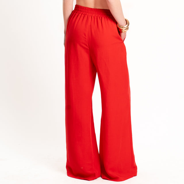 Tensione in-Completo top e pantalone misto lino - rosso
