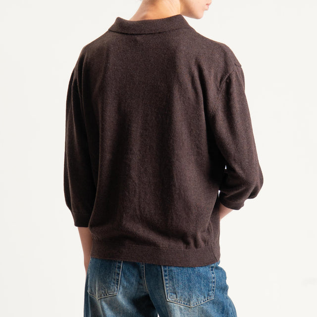 Vicolo-Maglia collo polo misto cashmere - moro