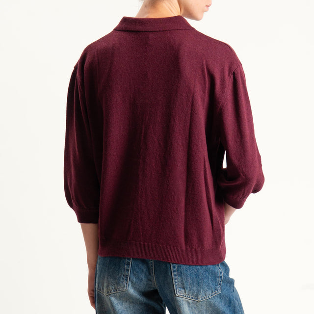 Vicolo-Maglia collo polo misto cashmere - vino