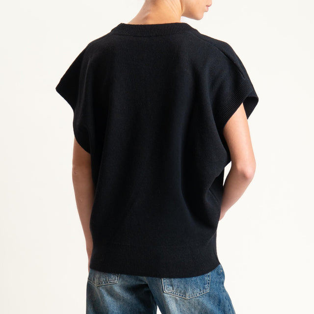 Vicolo-Maglia scollo v misto cashmere - nero