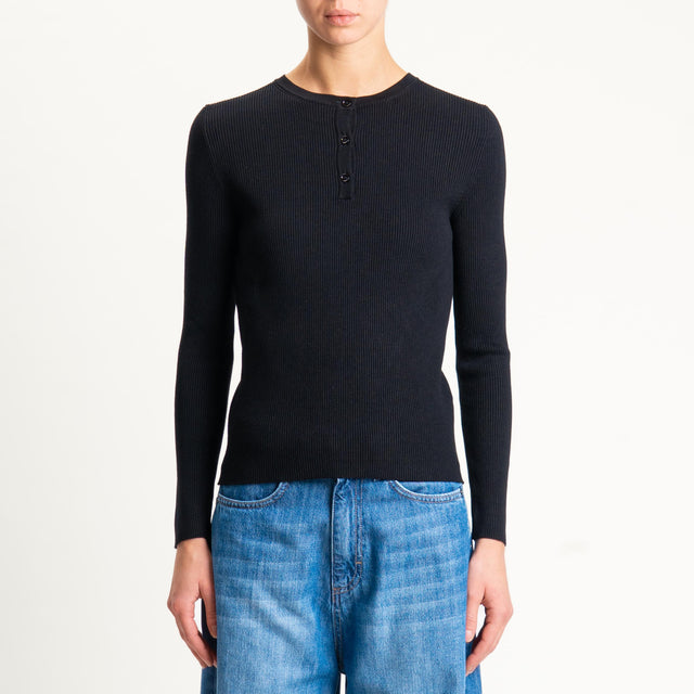 Vicolo- Maglia chester a costine - nero
