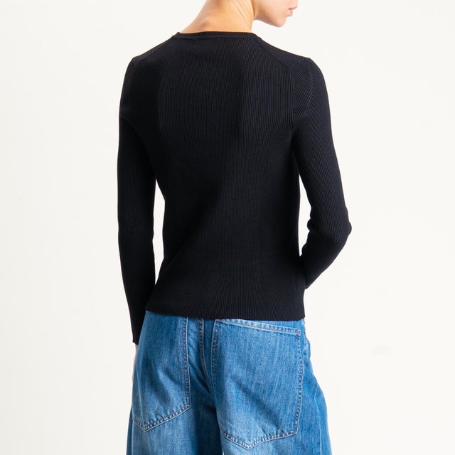 Vicolo- Maglia chester a costine - nero