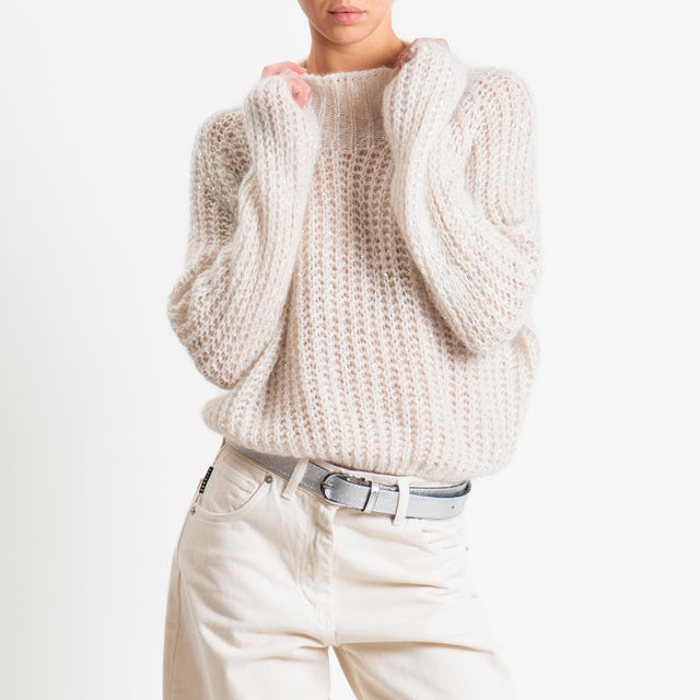 Vicolo-Maglia mohair micro paillettes - panna