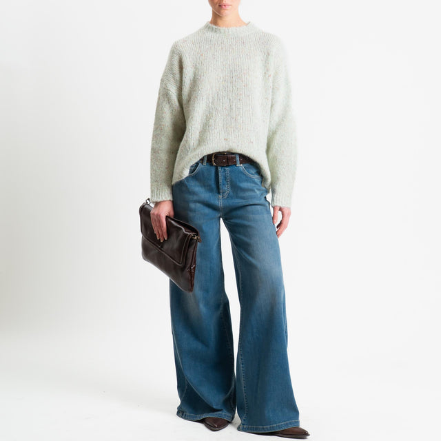 Vicolo-Maglia girocollo misto alpaca melange - acqua