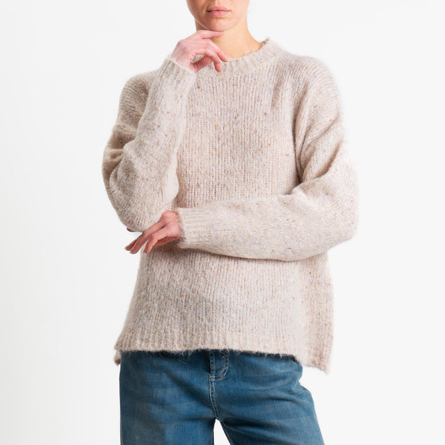 Vicolo-Maglia girocollo misto alpaca melange - rosa