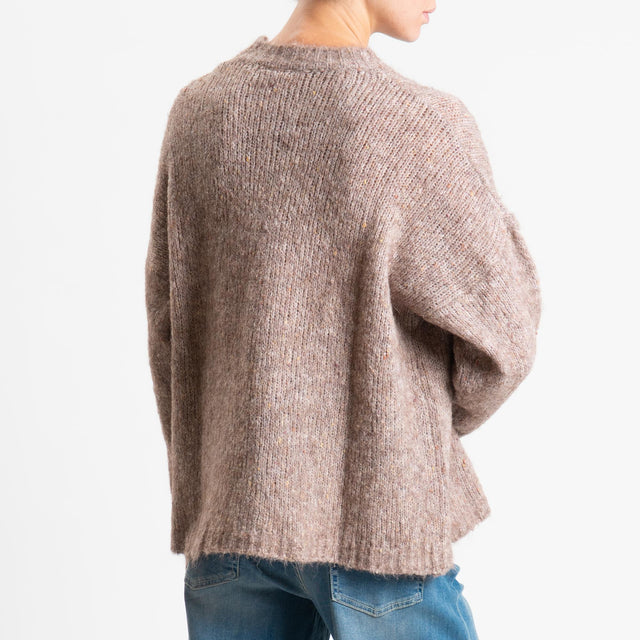 Vicolo-Maglia girocollo misto alpaca melange - tortora