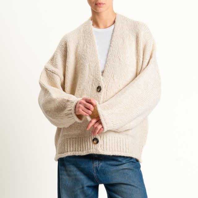 Vicolo-Cardigan misto alpaca con tasche - burro