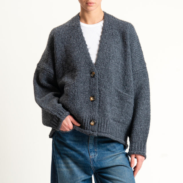 Vicolo-Cardigan misto alpaca con tasche - antracite
